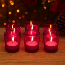 Tea Light Votive Glass Candle Holders – Perfect for Diwali, Weddings, Spa & Holiday Décor (Pack of 16, Pink)