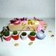 bouquet with wooden tray 