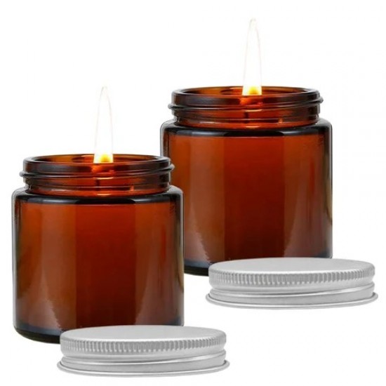Amber candle glass jar 200 ml with black matt cap