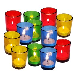 Tea Light Votive Glass Candle Holders – Perfect for Diwali, Weddings, Spa & Holiday Décor (Pack of 16, Amber)