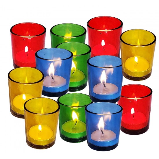 Tea Light Votive Glass Candle Holders – Perfect for Diwali, Weddings, Spa & Holiday Décor (Pack of 16, Pink)