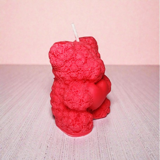 The "Cuddle Glow" Red Teddy Candle